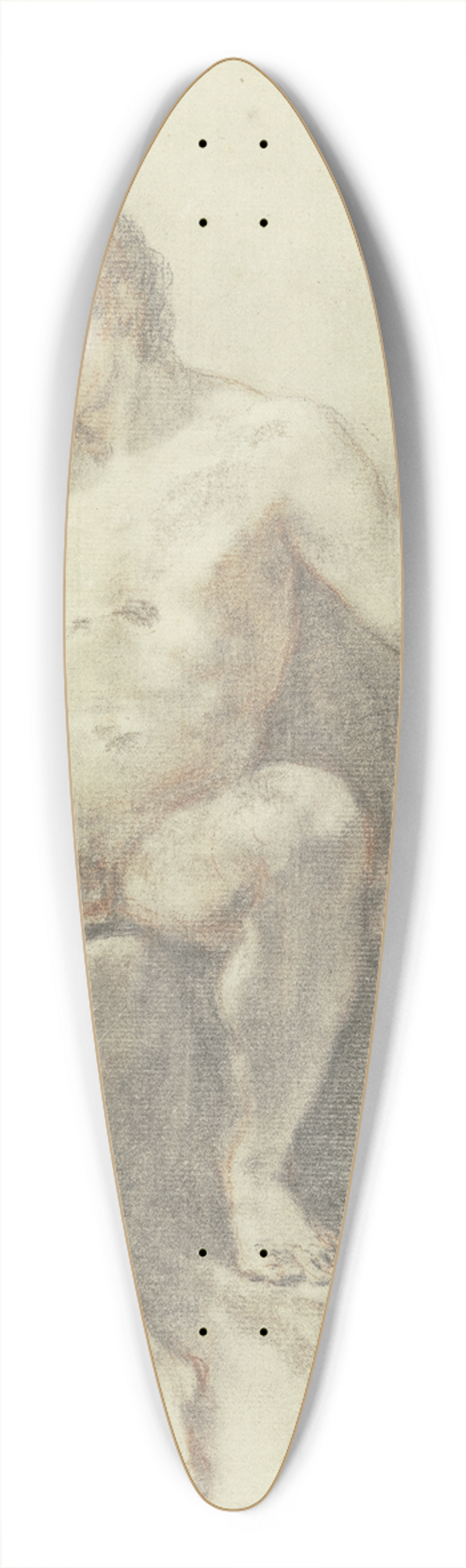 Francesco Zuccarelli - Sitzender mnnlicher Akt in Vorderansicht, die Rechte an die Stirn gefhrt 39.3 inch art pintail longboard deck