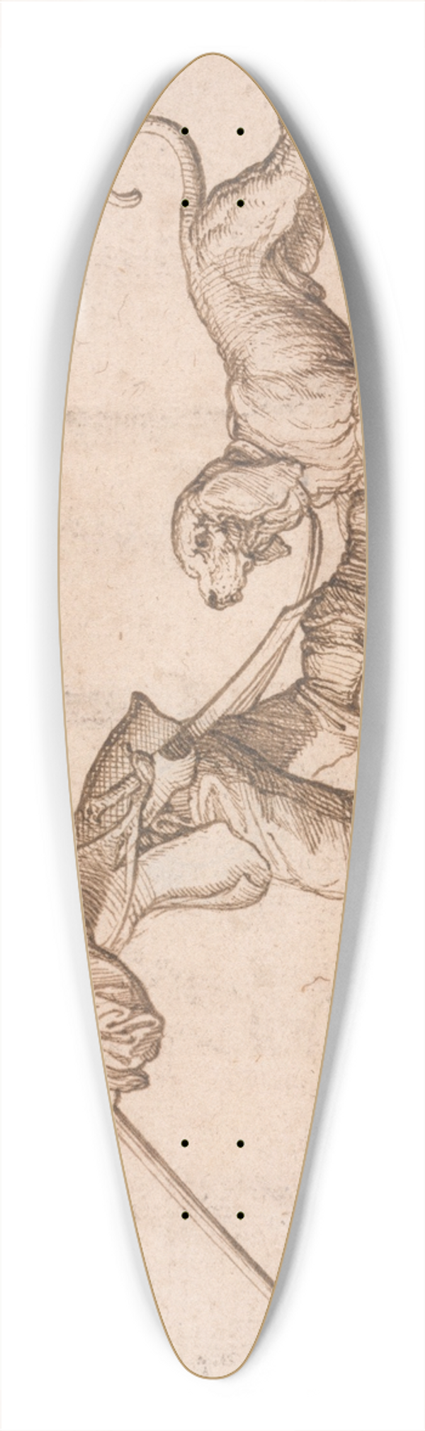Francis Barlow - Man Hunting with a Pointed Staff and a Hound 39.3 inch art pintail longboard deck