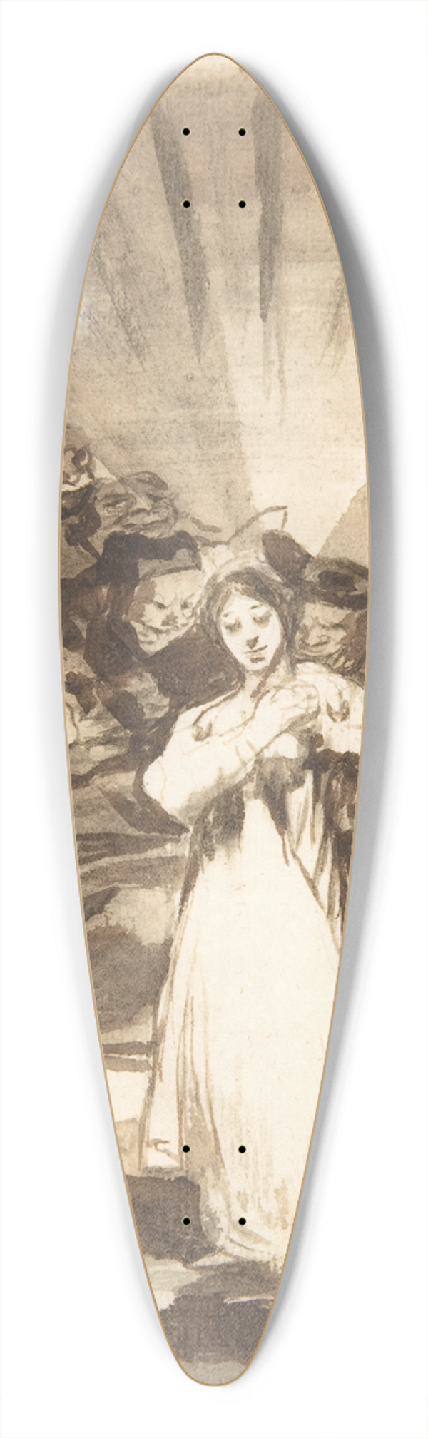 Francisco de Goya - A radiant female figure beset by dark spirits 39.3 inch art pintail longboard deck