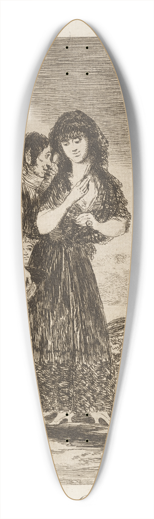 Francisco de Goya - Ni asi la distingue. (Even thus he cannot make her out.) 39.3 inch art pintail longboard deck