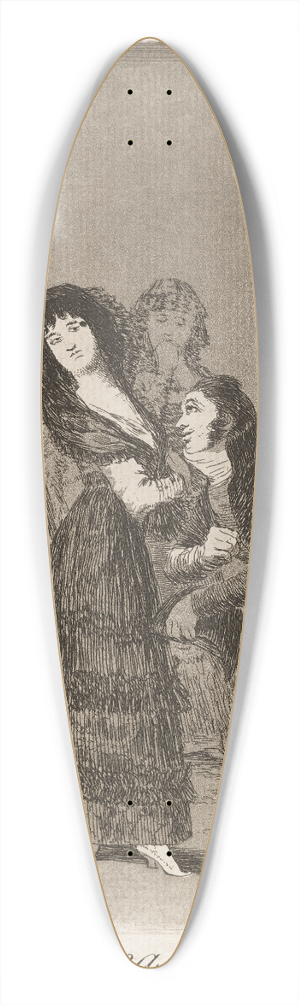 Francisco de Goya - Quien mas rendido (Which of them is the more overcome) 39.3 inch art pintail longboard deck