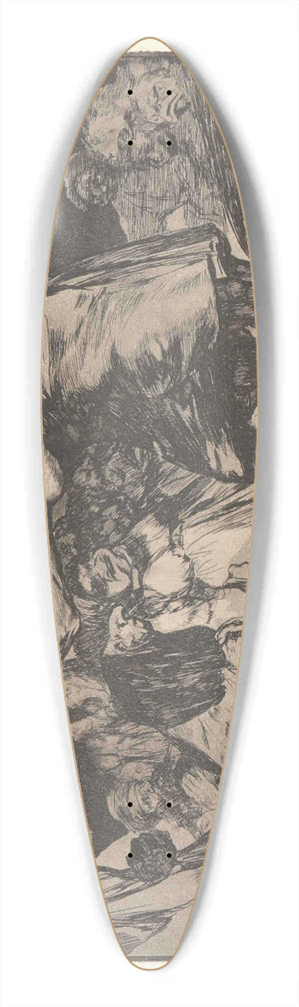 Francisco de Goya - She Who Is Ill Wed Never Misses a Chance to Say So [Disorderly Folly] (La Que Mal Marida Nunca le Falta Que Diga [Disparate Disordenado] [Disparate Matrimonial]) 39.3 inch art pintail longboard deck