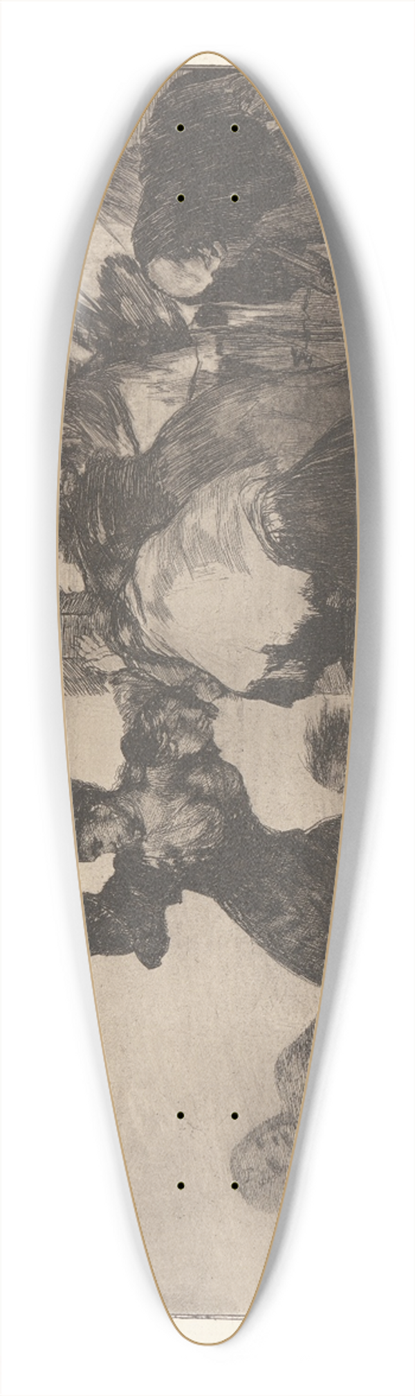 Francisco de Goya - Two Heads Are Better Than One [Poor Folly] (Disparate Pobre) 39.3 inch art pintail longboard deck