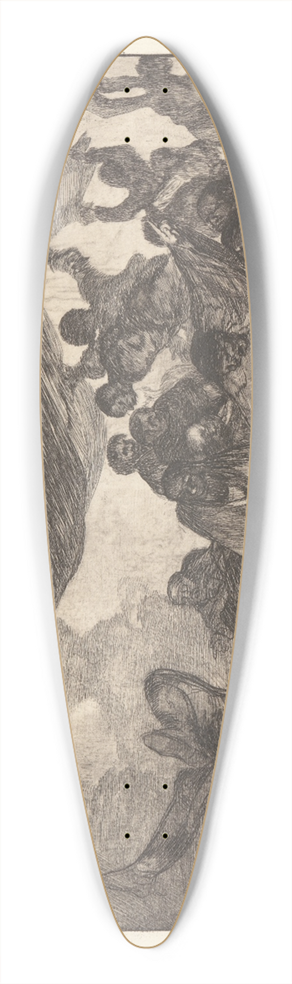 Francisco de Goya - Without Commending Himself either to God or the Devil [Clear Folly] (Sin Recomendarse a Dios ni al Diablo [Disparate Claro]) 39.3 inch art pintail longboard deck