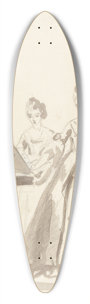 Francis Cotes - Study for the Portrait of Princess Louisa and Queen Caroline Matilda of Denmark 39.3 inch art pintail longboard deck