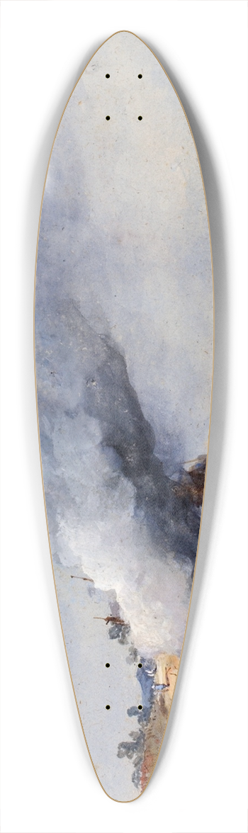 Francis Danby - Burning of an Old Boat 39.3 inch art pintail longboard deck