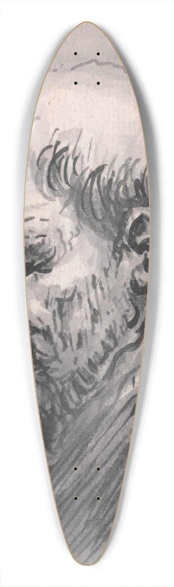 Francis Le Piper - A Bearded Man Looking Down 39.3 inch art pintail longboard deck