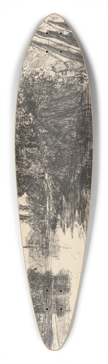 Francis Seymour Haden - Brentford Ferry 39.3 inch art pintail longboard deck