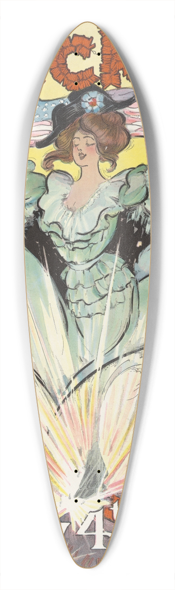 Frank Arthur Nankivell - Puck July 4th 1904 39.3 inch art pintail longboard deck