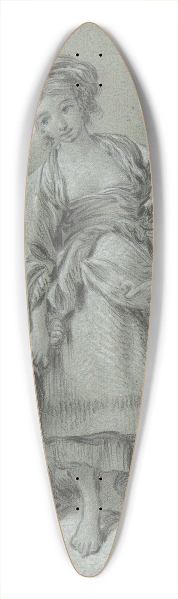 Franois Boucher - Woman and Boy 39.3 inch art pintail longboard deck
