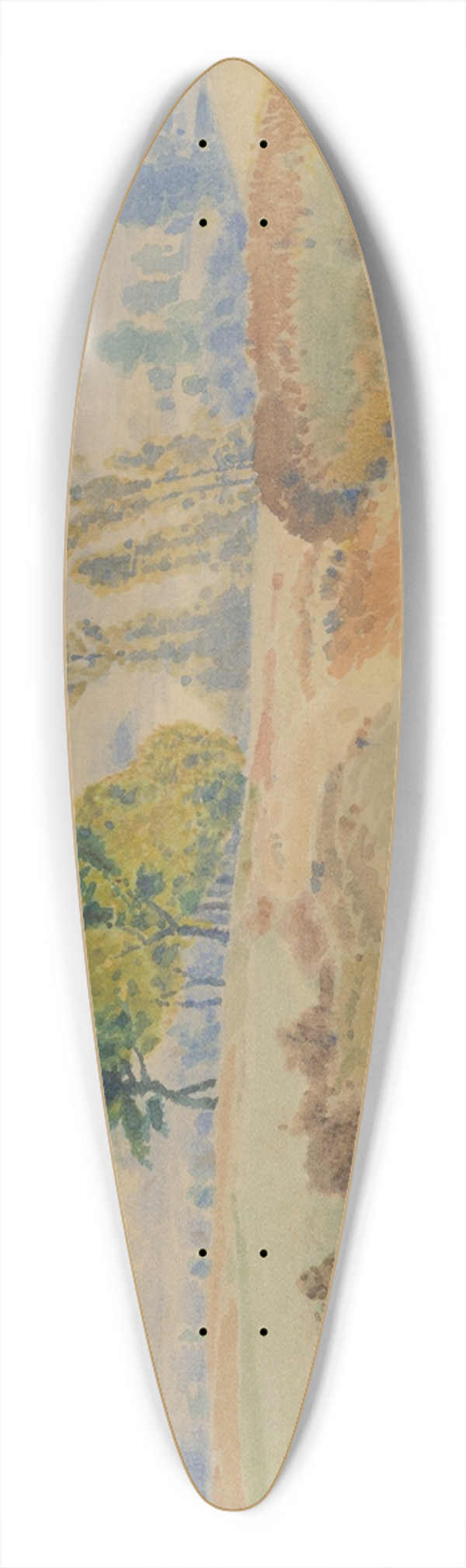 Frantiek Kavn - Landscape with Castle Ruins 39.3 inch art pintail longboard deck
