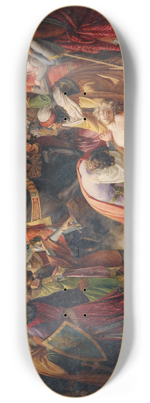 Carl Rahl - Karl I. von Anjou an der Leiche Manfreds nach der Schlacht von Benevent am 26. Februar 1266 8.25 inch art skate deck