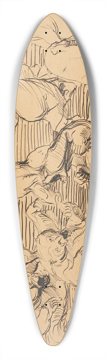 Franz Barwig the Elder - Raufende Bren 39.3 inch art pintail longboard deck