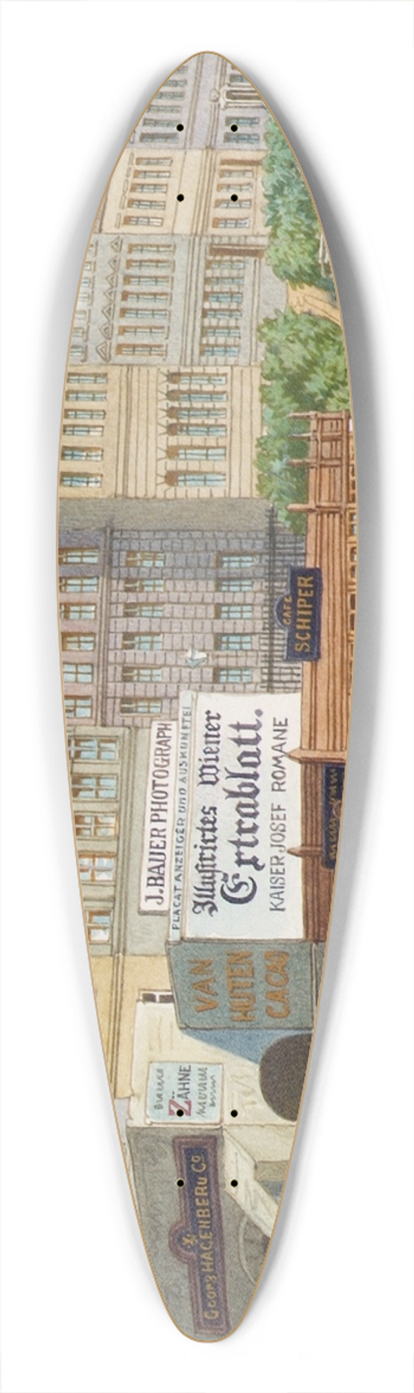 Franz Gerasch - Das Schottentor und die Mlkerbastei in Wien 39.3 inch art pintail longboard deck