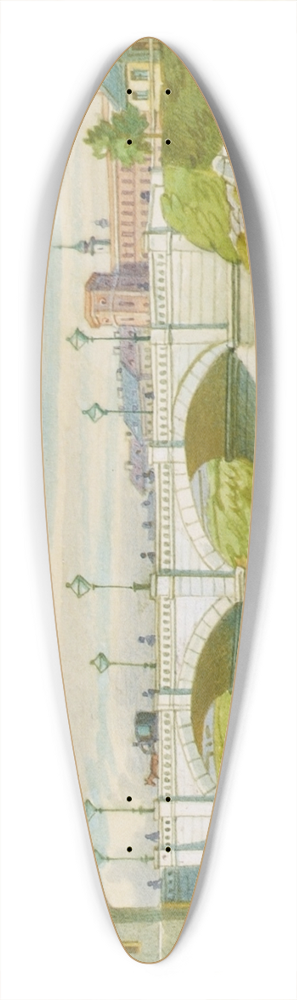 Franz Gerasch - Die Radetzkybrcke ber den Wienfluss mit seiner Ausmndung in die Donau 39.3 inch art pintail longboard deck