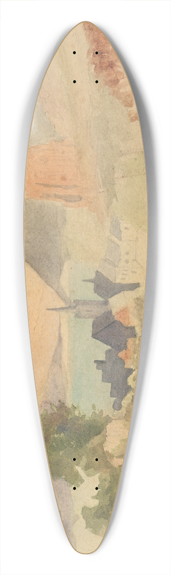 Franz Johann Heinrich Nadorp - Album with Views of Rome and Surroundings, Landscape Studies, page 54a: Roman Landscape 39.3 inch art pintail longboard deck