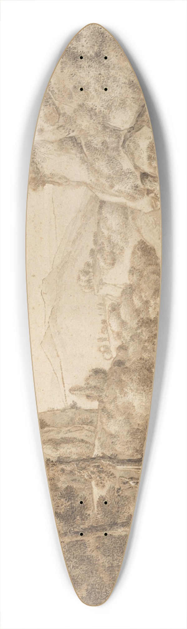 Franz Kobell - Classical Landscape with Figures 39.3 inch art pintail longboard deck