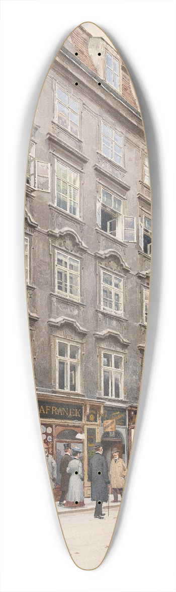 Franz Poledne - Kohlmarkt in Vienna and the Kunsthandlung Artaria, carriages, a post man and shopping strollers 39.3 inch art pintail longboard deck