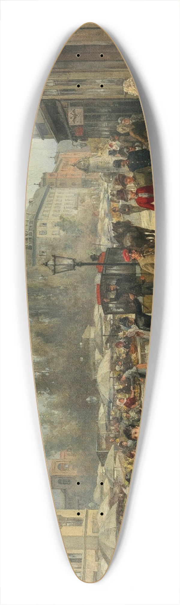 Franz von Persoglia - A View of Naschmarkt in Vienna 39.3 inch art pintail longboard deck