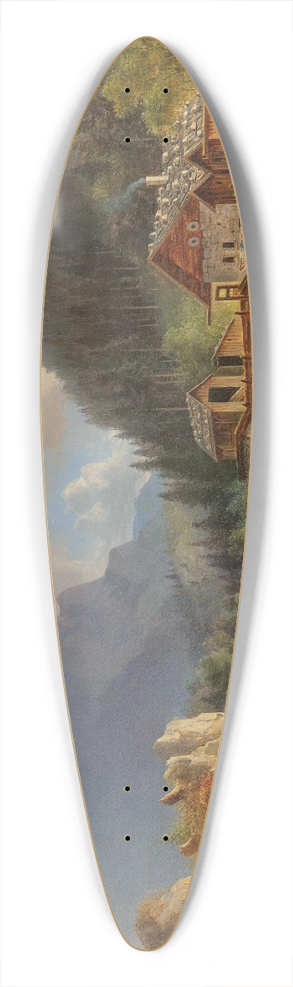 Franz Xaver Hofstetten - Mountain Landscape with Mill on a Stream 39.3 inch art pintail longboard deck