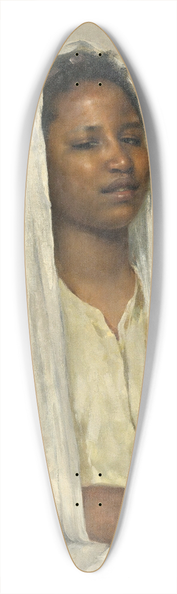 Franz Xaver Kosler - African Beauty In White 39.3 inch art pintail longboard deck