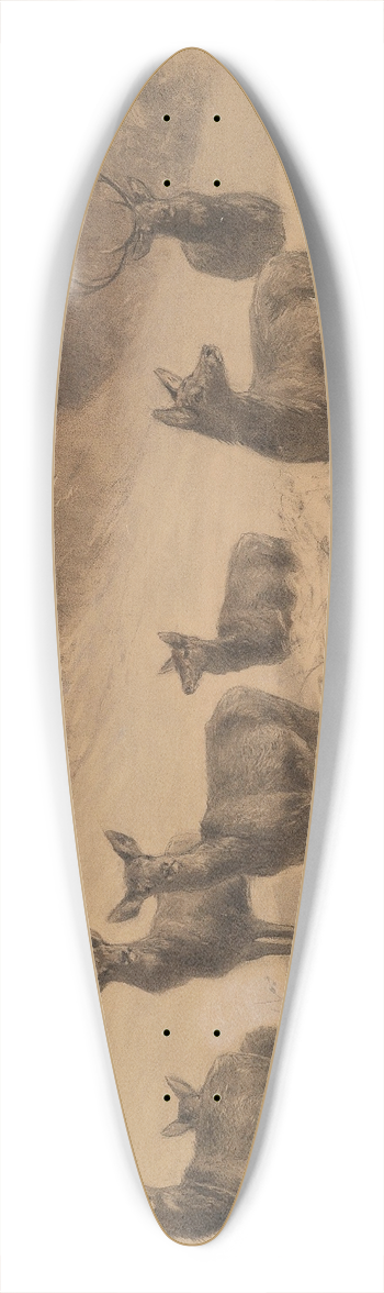 Franz Xaver von Pausinger - Rotwild im Winter 39.3 inch art pintail longboard deck