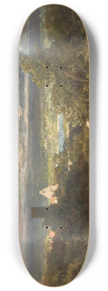 Carl Spitzweg - Landscape with river 8.25 inch art skate deck