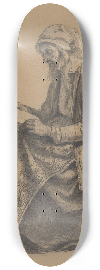 Adolph Tidemand - Sittende gammel kone 8.25 inch art skate deck