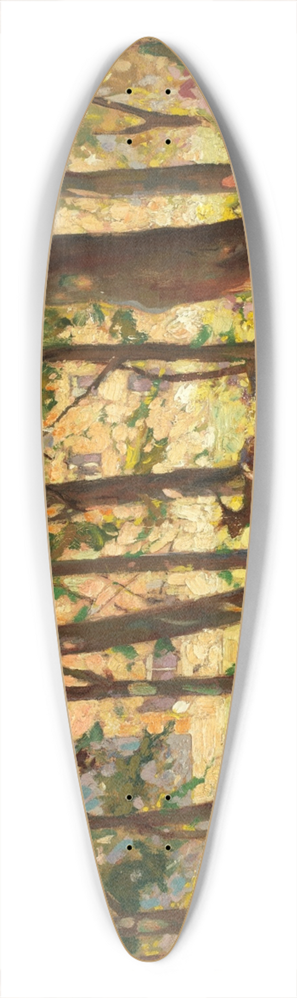 Frederick Hall - Deer in sunlight copse 39.3 inch art pintail longboard deck