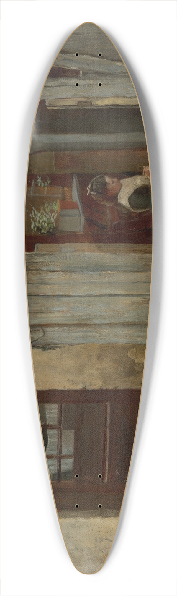 Frederick McCubbin - Girl with bird at the King Street bakery 39.3 inch art pintail longboard deck