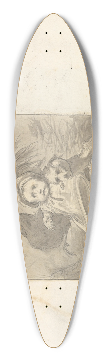 Frederic Leighton - A Baby in 16th century Dress with a Rooster and a Dog 39.3 inch art pintail longboard deck