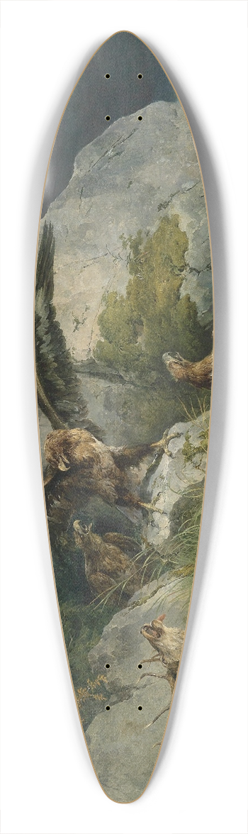Friedrich August Matthias Gauermann - Adler und sterbender Hirsch 39.3 inch art pintail longboard deck