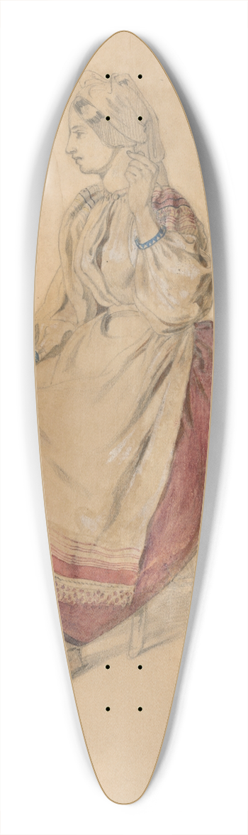 Friedrich Carl von Scheidlin - Seated Young Woman in a Folk Costume 39.3 inch art pintail longboard deck