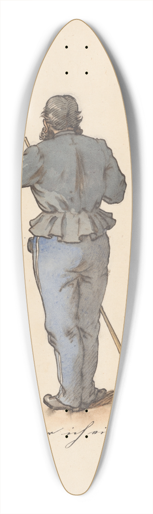Friedrich Carl von Scheidlin - Standing Man from the Back 39.3 inch art pintail longboard deck