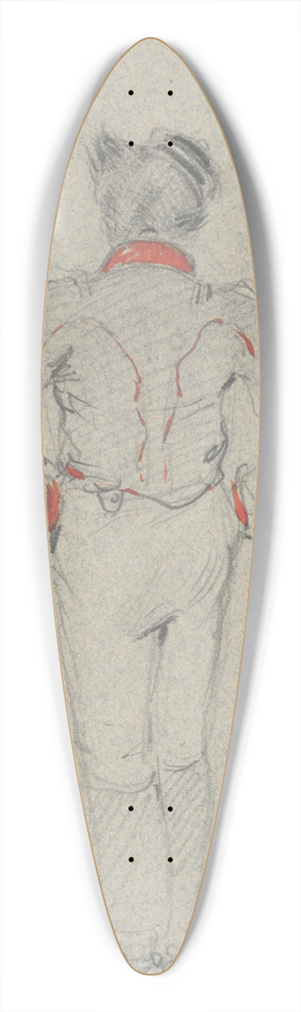 Friedrich Carl von Scheidlin - Study of a Standing Man from the Back 39.3 inch art pintail longboard deck
