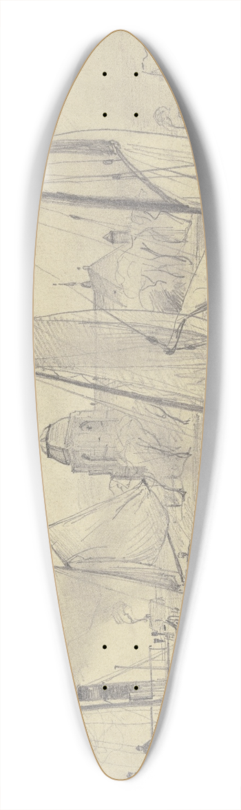 Friedrich Ernst Morgenstern - In the port of Veere 39.3 inch art pintail longboard deck