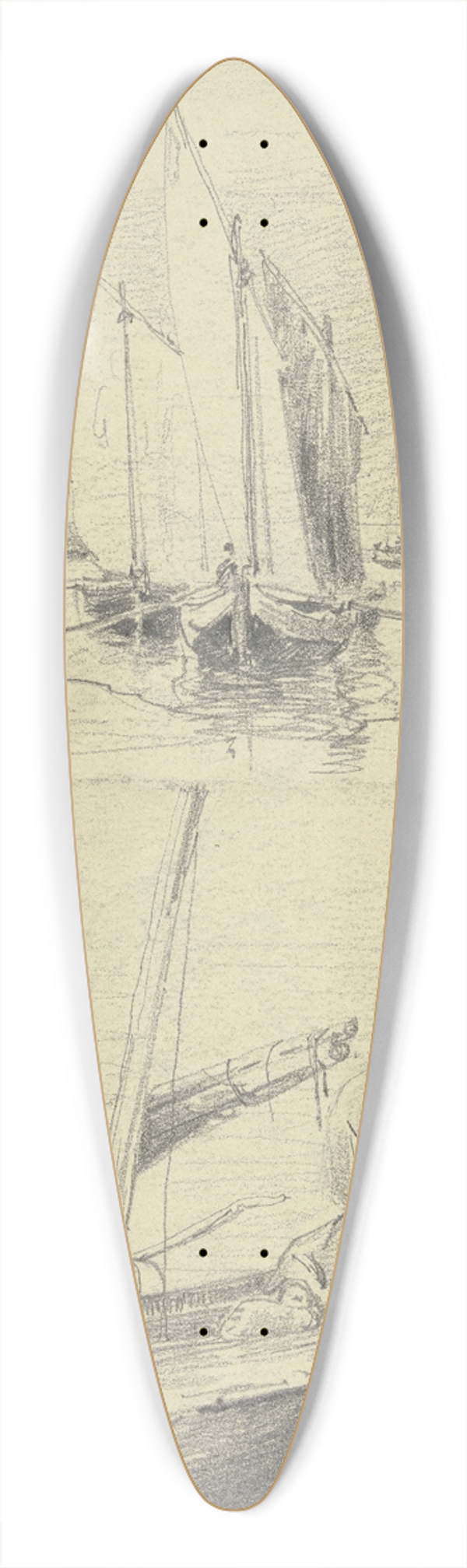 Friedrich Ernst Morgenstern - Studienblatt; Fischerboote bei Chioggia 39.3 inch art pintail longboard deck