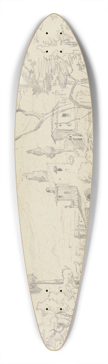 Friedrich Metz - Landscape near Florence 39.3 inch art pintail longboard deck