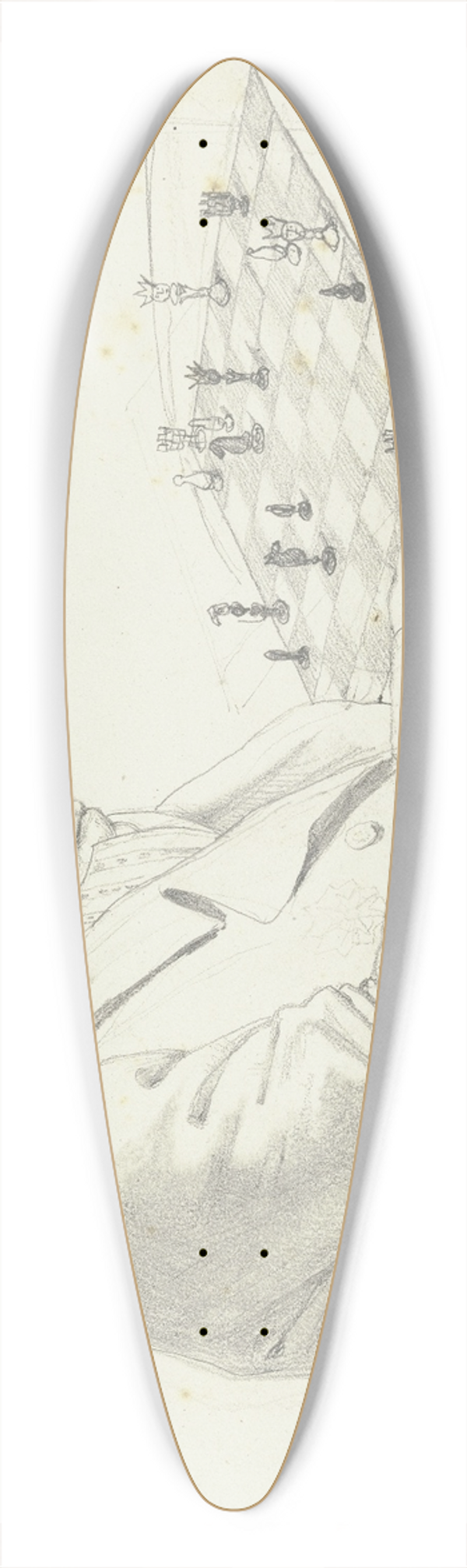 Friedrich Mosbrugger  - Man at the chess board 39.3 inch art pintail longboard deck