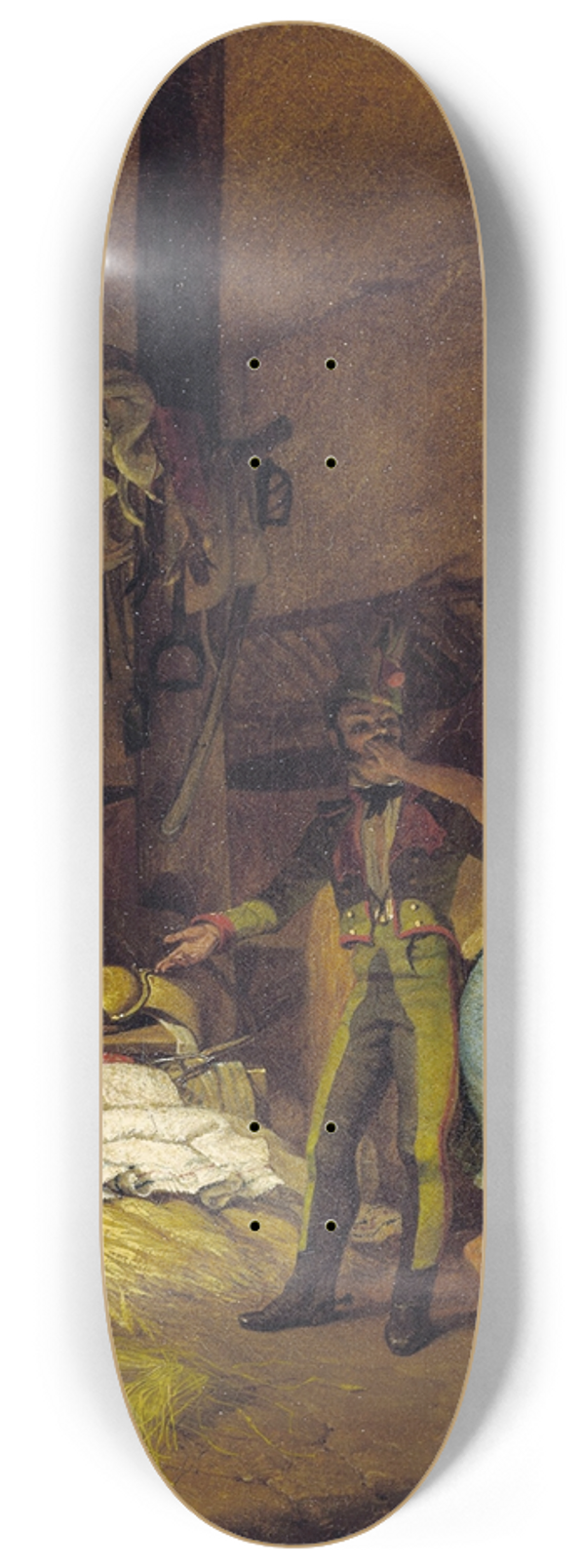 Carl Wilhelm Freiherr von Heideck - A Chevauxleger fiddles with a maid 8.25 inch art skate deck