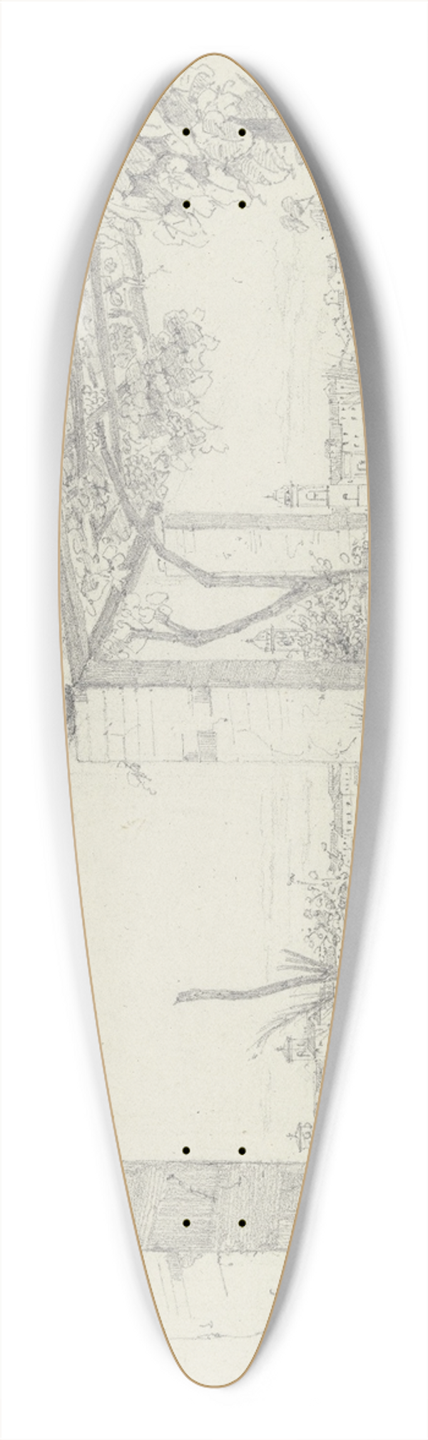 Friedrich Wilhelm Ludwig - Laubengang der Casa Zanetti in Perugia 39.3 inch art pintail longboard deck