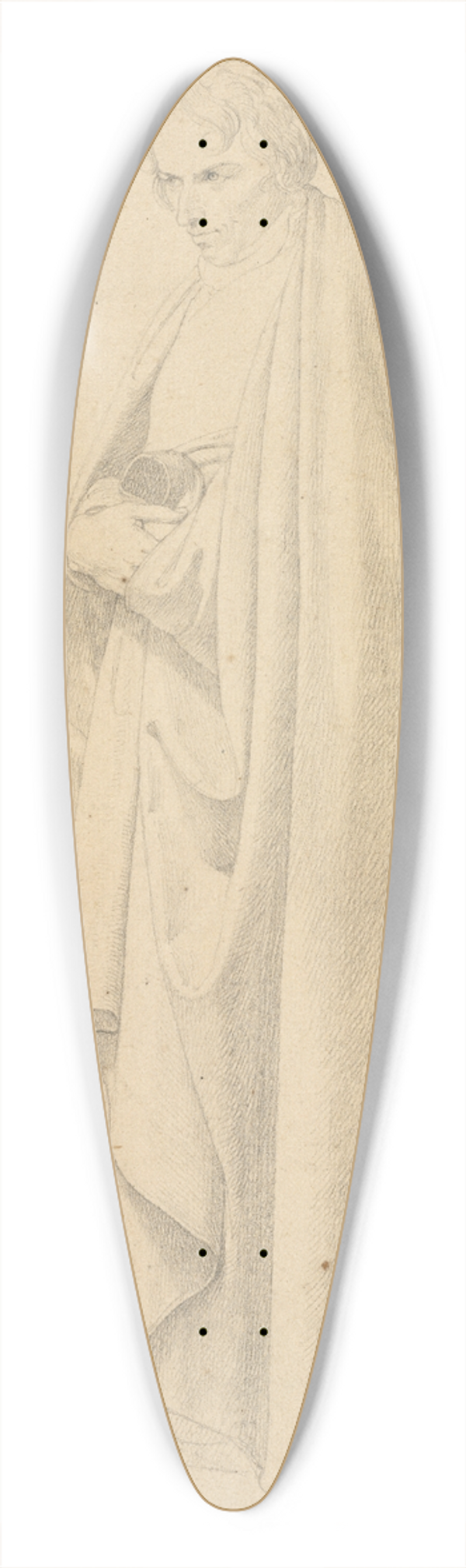Friedrich Wilhelm Schadow - Joseph Wintergerst in a Floor-length Coat, Standing, with his Hands Placed on Top of one another 39.3 inch art pintail longboard deck