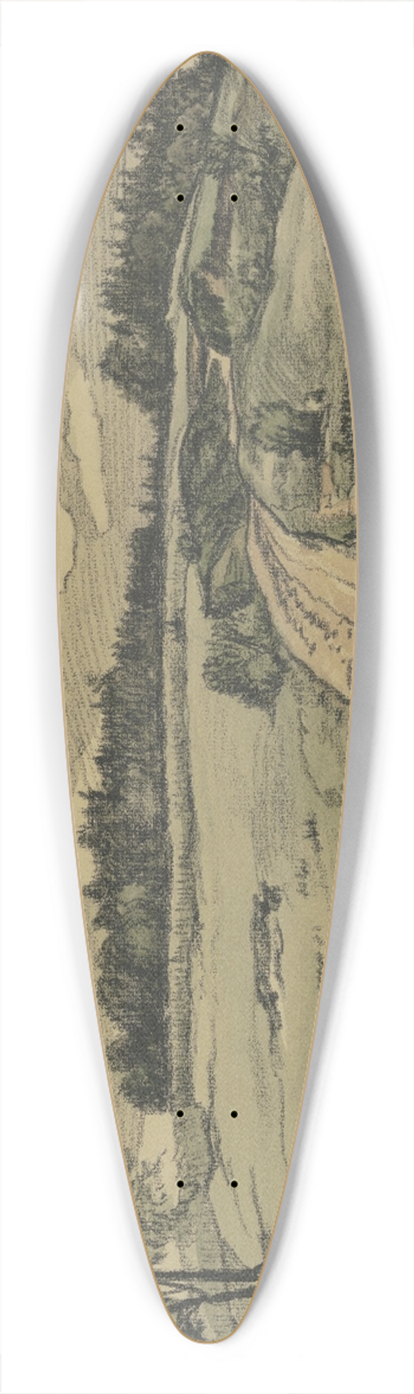 Fried Stern - Landscape 39.3 inch art pintail longboard deck