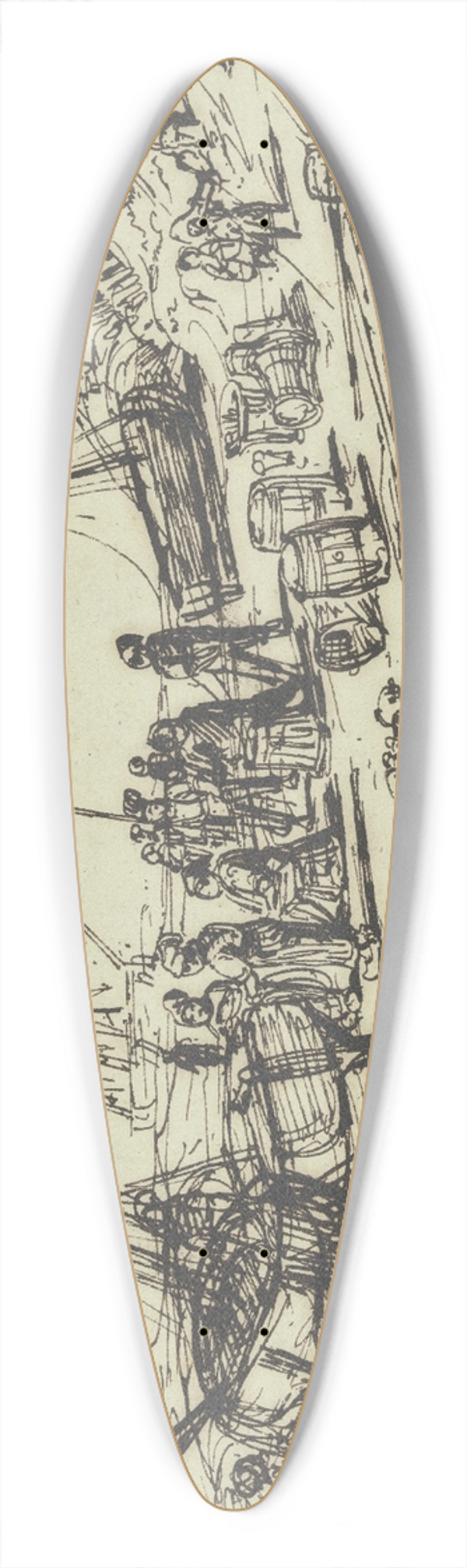 Fritz Bamberger - Heimkehrende Fischer am Strand 39.3 inch art pintail longboard deck