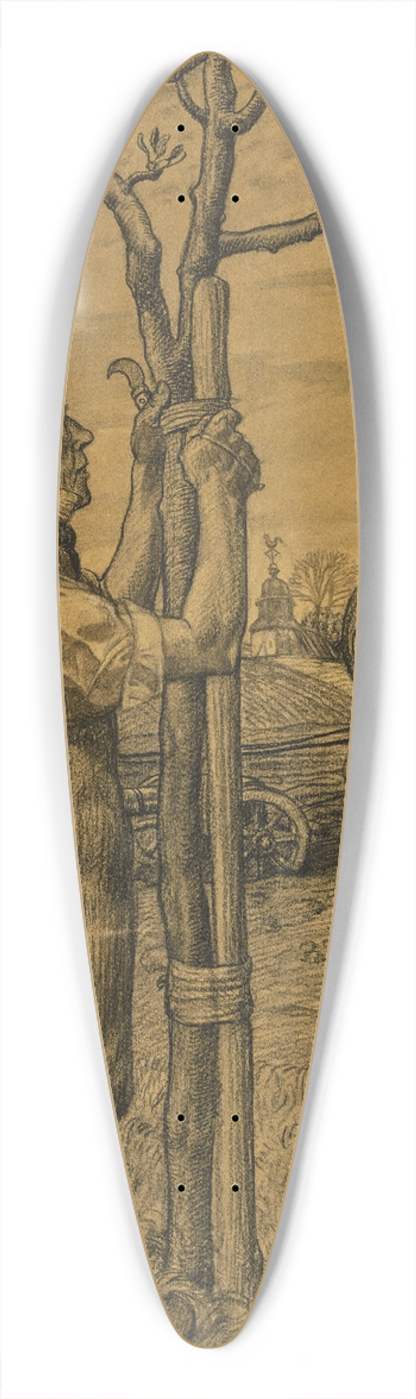 Fritz Boehle - Grtner, einen Baum anbindend 39.3 inch art pintail longboard deck