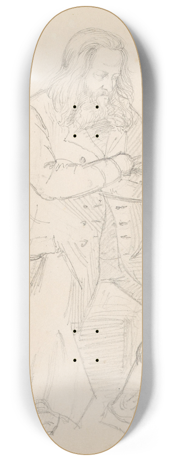 Adolph Tidemand - Sittende skjegget mann 8.25 inch art skate deck