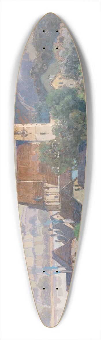 Fritz Lach - A view of Spitz in the Wachau valley 39.3 inch art pintail longboard deck