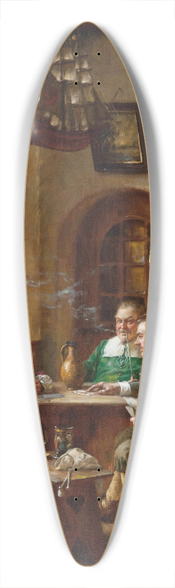 Fritz Wagner - The card players 39.3 inch art pintail longboard deck