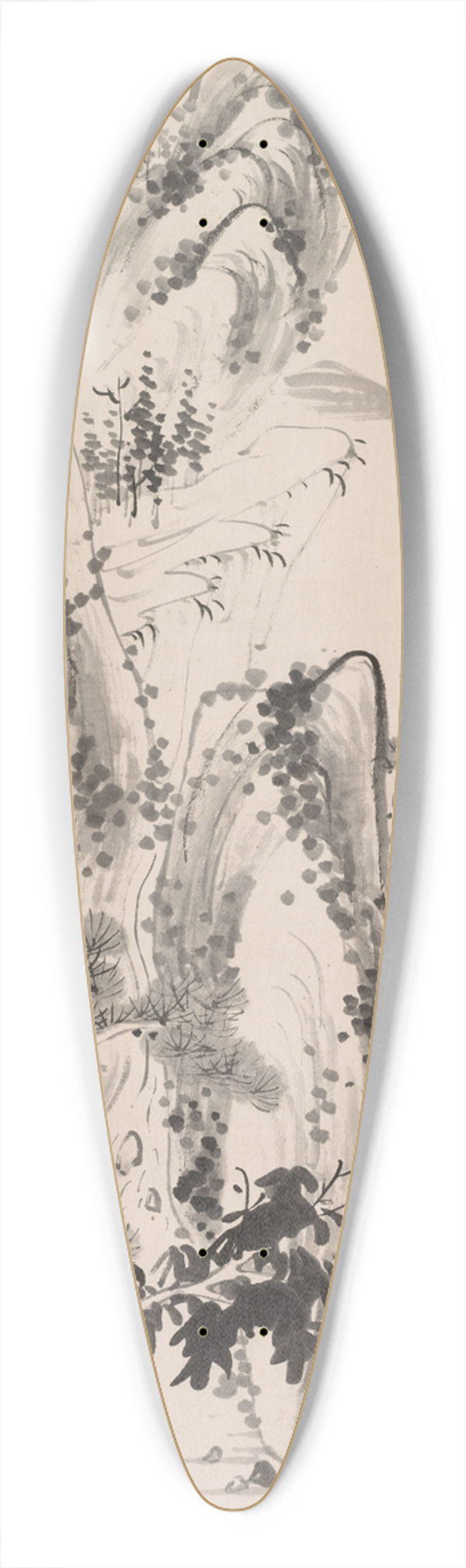 Fujimoto Tesseki - Landscape with Figures 39.3 inch art pintail longboard deck