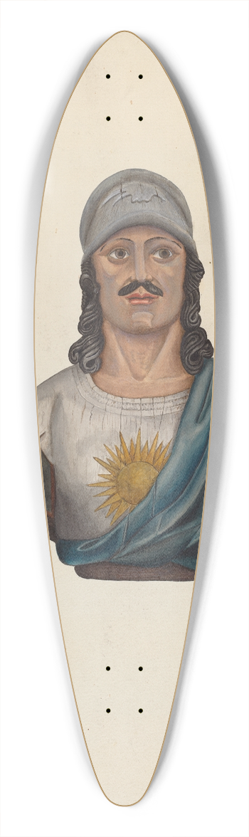 F.W. Powell - Figurehead  Warrior with Helmet 39.3 inch art pintail longboard deck